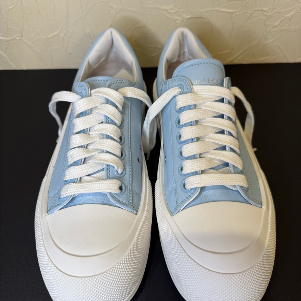 Alexander McQueen Light Blue and White Sneakers. Brand new. No box or duster bag